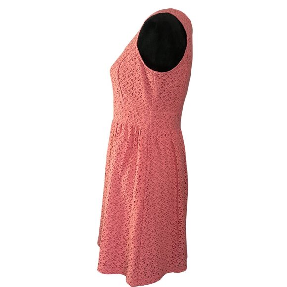 Sleeveless Coral Lace Fit & Flare Dress By Loft Size 2 Back Zipper Closure Fully - Picture 5 of 6